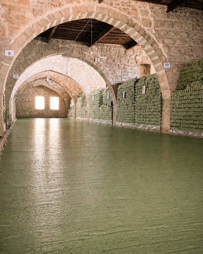 Aleppo soap bars curing in a traditional drying room